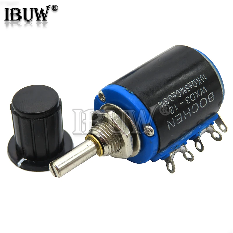 

1Set = 1PCS WXD3-12 1W 10K 4.7K 3.3K 2.2K 1K resistance ring multi circle precision wire wound potentiometer + 1PCS Black knob
