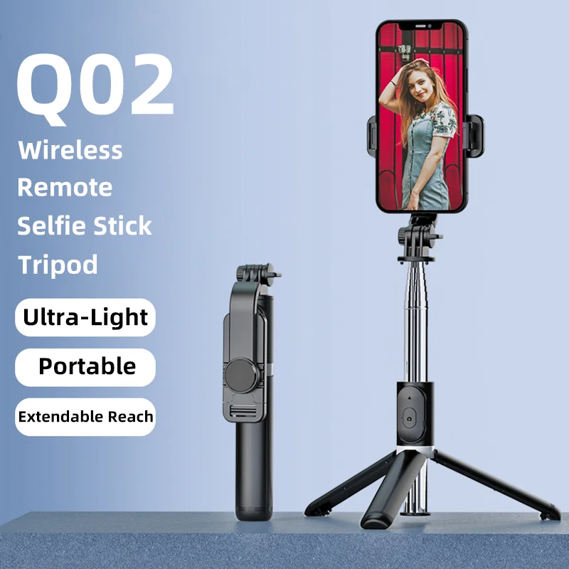

Q02 1030mm Portable Bluetooth Mobile Phone Selfie Stick Tripod Foldable Wireless for Smartphones Tripod Stand for iPhone Android