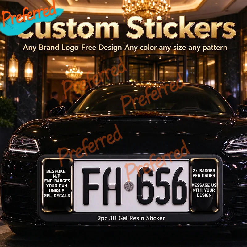 2x YOUR OWN UNIQUE GEL DECALS Customize 3D License Plate Stickers - CA DMV Registration Tag - DE License Plate Inspection