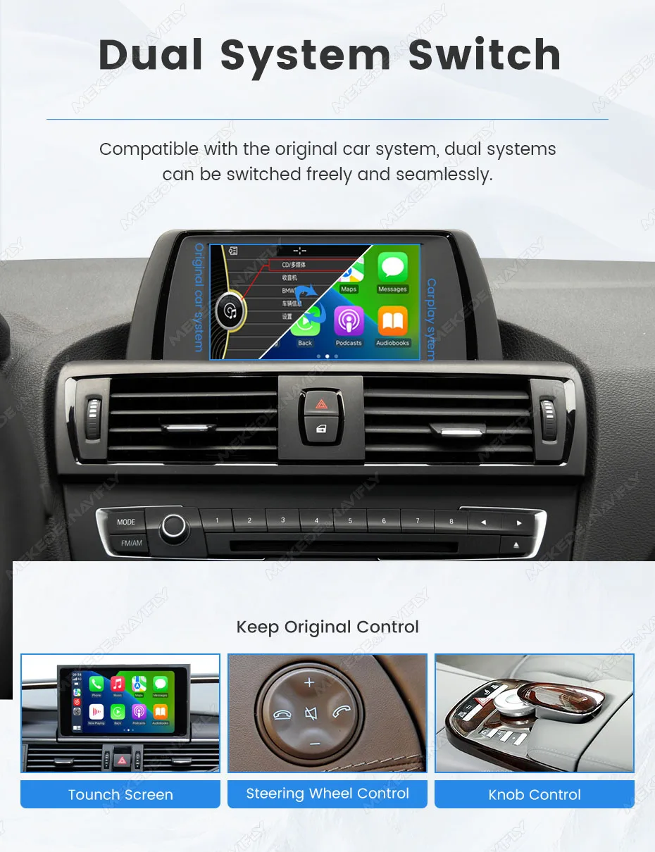 MEKEDE Wireless CarPlay Android Auto Decoder für BMW CCC CIC NBT EVO System 1 2 3 4 5 7 Serie E70 F10 X1 X3 F25 F26 F48 MINI X4 X5 X6 F56 F15 Smart Video BOX – Detail 13
