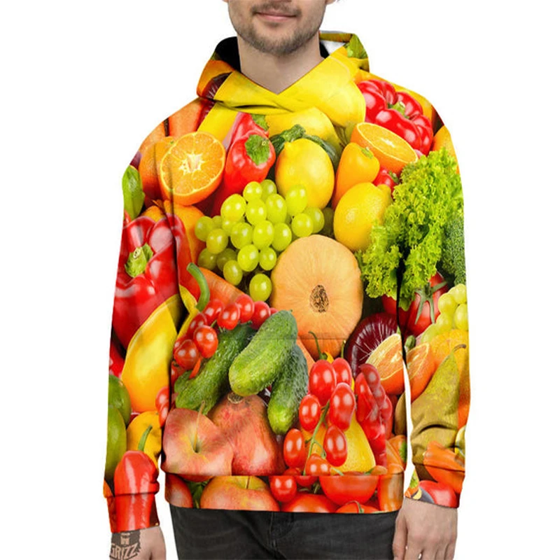 Funny Fresh Fruit Vegetables 3D Graphic Hoodies Men Women Sweatshirts Oversized Pullover 6XL Streetwear Man Top Unisex Clothing