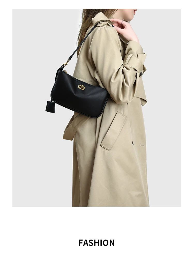 Luxuriöse Damen-Schultertasche aus Spaltleder - Klassische Paris Tote-Handtasche, Einfache Umhängetasche mit Metallschnalle – Detail 24