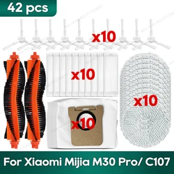 Pasuje do akcesoriów robota odkurzacza Xiaomi Mijia M30 Pro / C107 Filtr HEPA, worek na kurz, mata trapezowa, mop, główna i boczna szczotka do wymiany