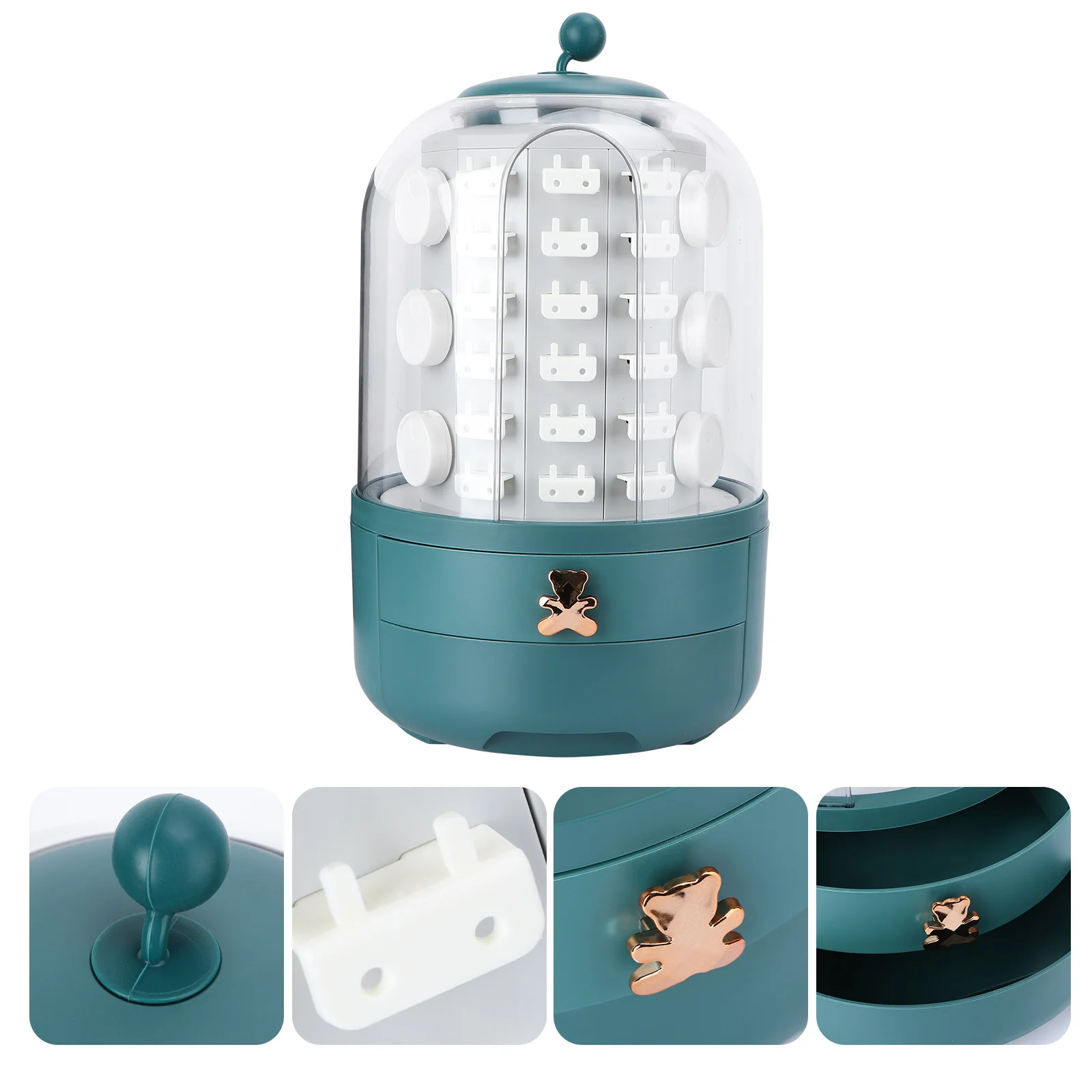 1Set Jewelry Storage Box Rotating Makeup Case Large Capacity Creative Jewelry Organizer Display Holder for Rings Earrings