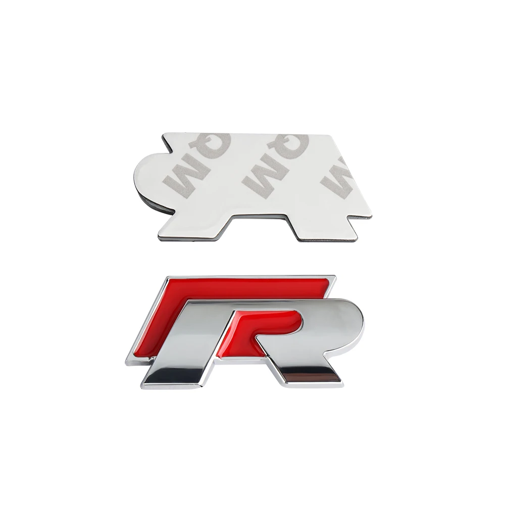 1pcs Metal Car Side Body Trunk Rline R Emblem Sticker For Volkswagen VW Golf 4 5 6 7 Bora MK7 Beetle Touran Tiguan GTI R Line