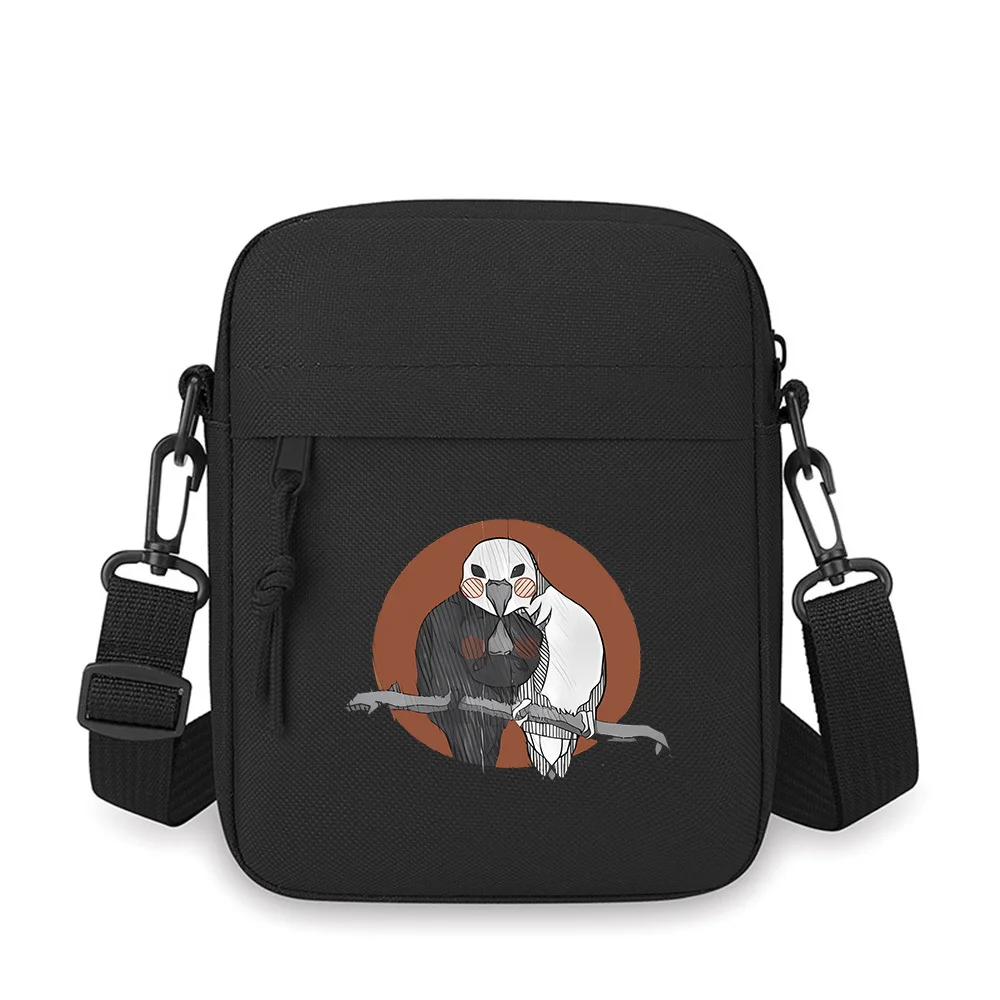 Bird branch dark light graphic art Men Crossbody Bag Single Shoulder Women Cartoon Anime Film Printing Design Unisex