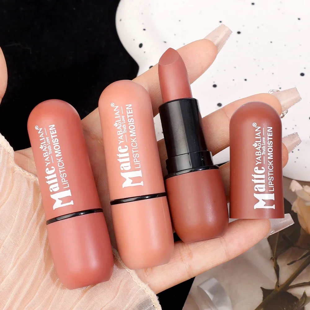 Waterproof Nude Lipstick 6 Colors Lasting Velvet Matte Non-Stick Cup Solid Lip Gloss Moisturizing Not Fading Lips Tint Cosmetics