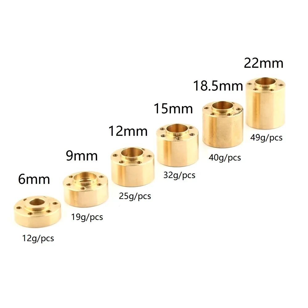 4pcs Brass 12mm Wheel Hex Hub Widen Adapter for 1.9 2.2 Wheel Rim 1/10 RC Crawler Axial SCX10 Traxxas TRX4 Wheel Counterweight