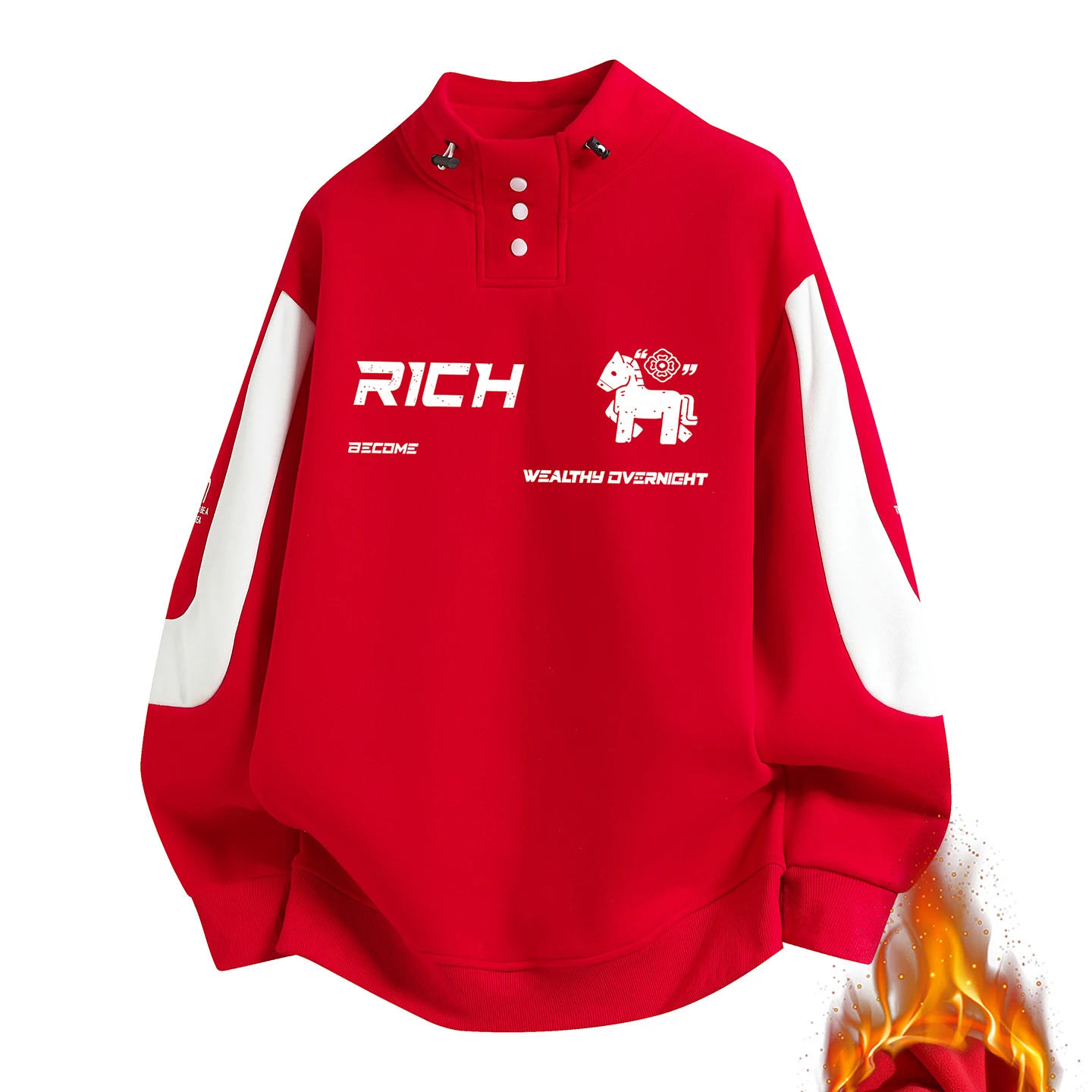 

Мужская толстовка с флисовой подкладкой, длинными рукавами и воротником-стойкой, теплая, осенне-зимняя, повседневная, удобная, из смесового хлопка и полиэстера