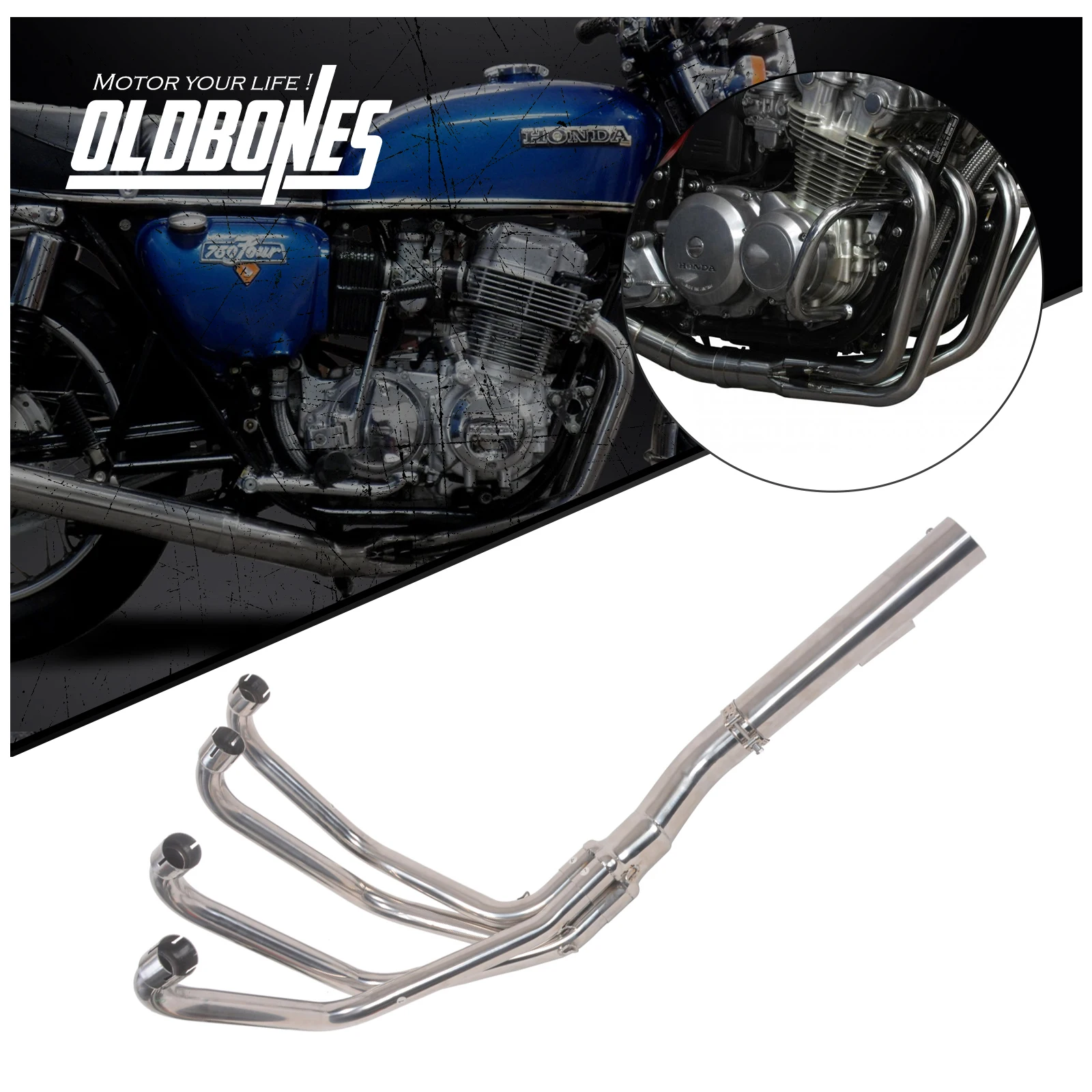 For Honda CB750 CB750K CB 750 1969-1976 Complete Exhaust 4-1 Stainless Steel Straight Muffler Motorcycle Modification Cafe Racer