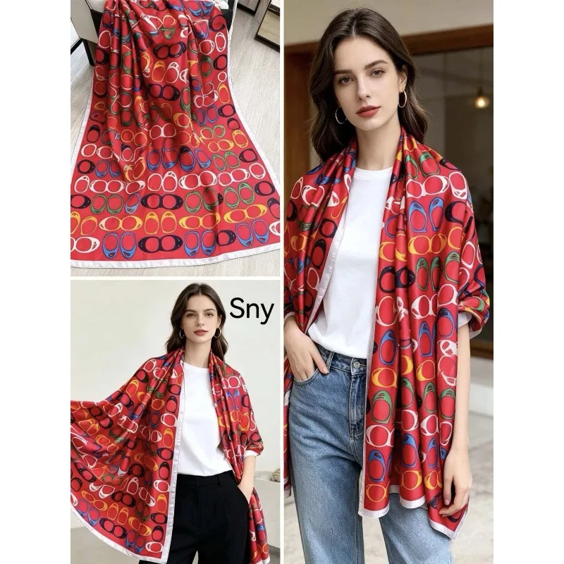 Summer Women 180X90CM Luxury Scarf Carriage Quality Soft Silk Scarves Female Shawls Foulard Beach Cover-Ups Wraps Ladies Bandana