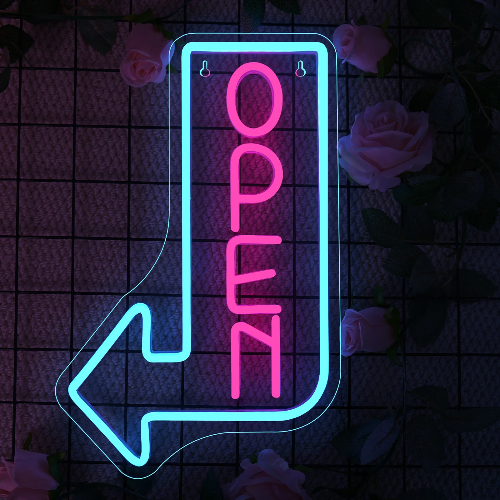 Open Neon Sign With Arrow USB Dimmable Light Up Open Signs Wall Decor for Party Bars Stores Coffee Shop Hotel Window