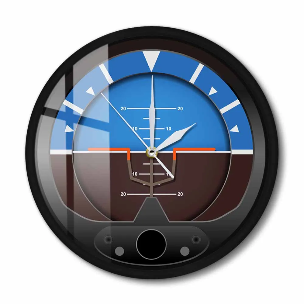 

Aircraft Attitude Indicator Silent Metal Frame Wall Clock Flight Instrument Modern Silent Wall Watch Pilots Art Home Décor