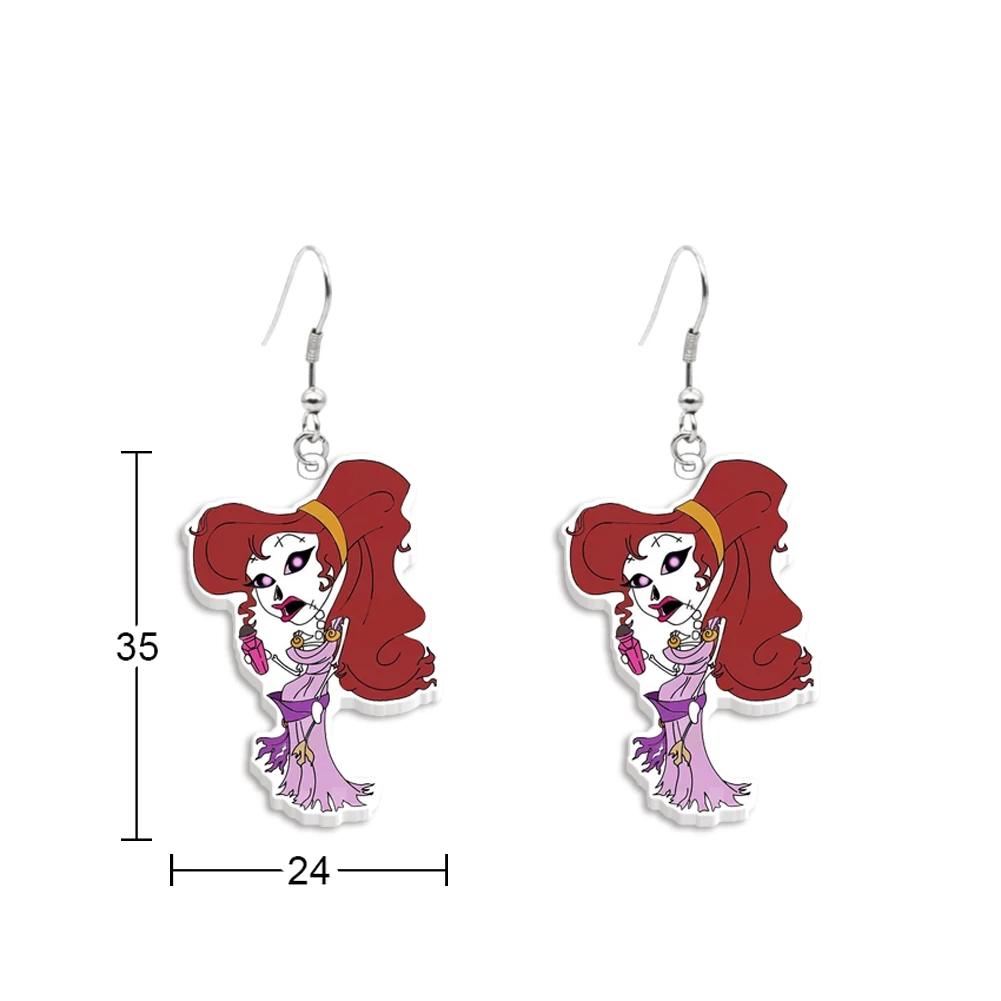 Halloween Day Cute Interesting Disney Princess Women Girls Acrylic Laser Cut Earring Hook Jewelry Party Special Gift Accessories