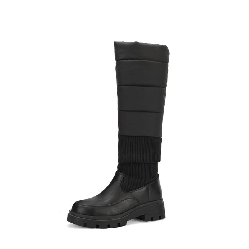 

Thick Fur Warm Down Boots Knee High Women's Pull On 2025 Winter Shoes Platform Medium Heels Large Size Available PHOENTIN FT4224