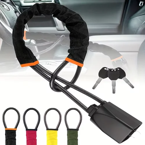 Dispositivo antirrobo Universal para bloqueo de volante de coche, bloqueo de hebilla de cinturón de seguridad, bloqueo de cable de acero, bloqueo de cable de acero, mo de coche