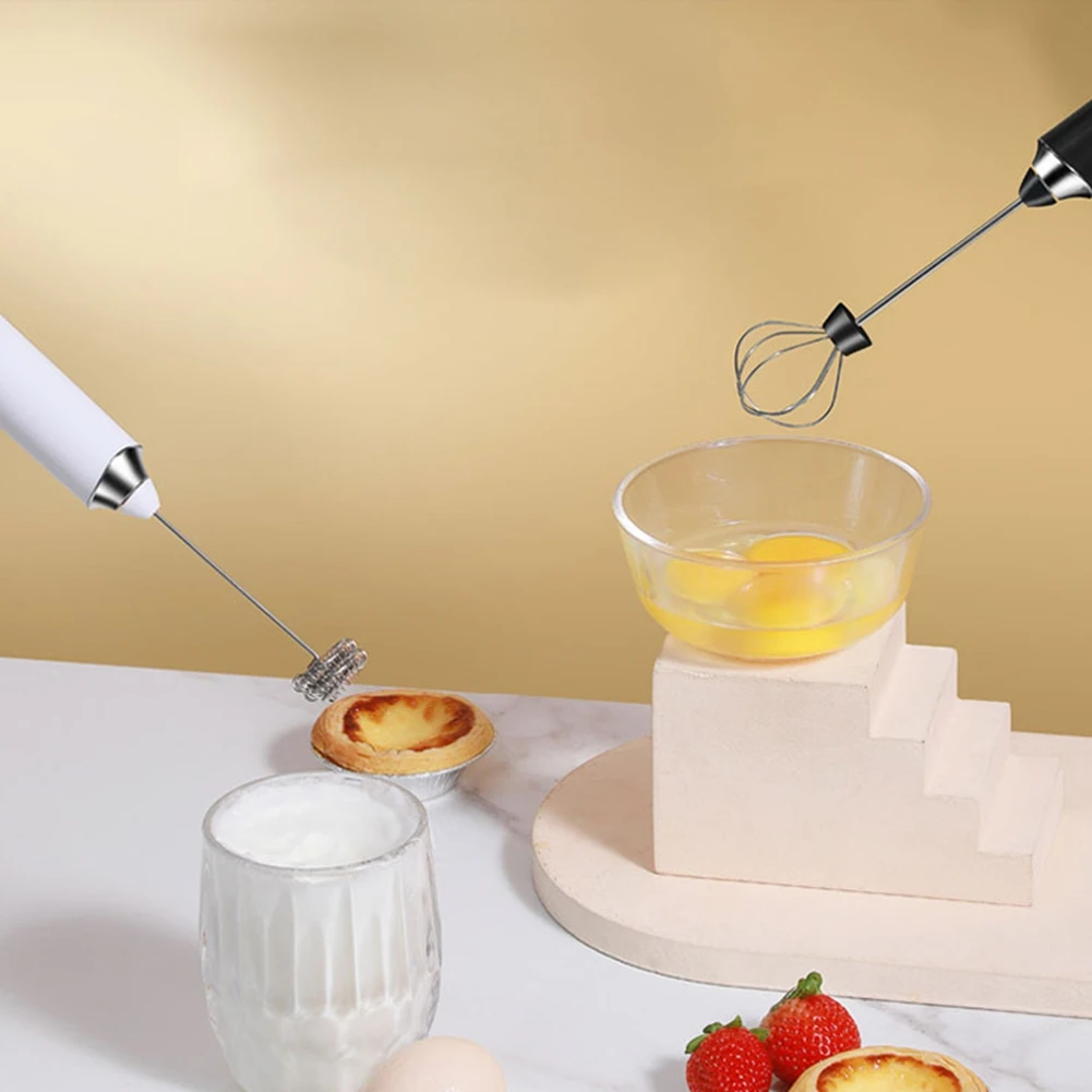 

HHO-Electric Milk Frother Whisk Household Milk Shaker Mixer Foamer Food Bake Blender White