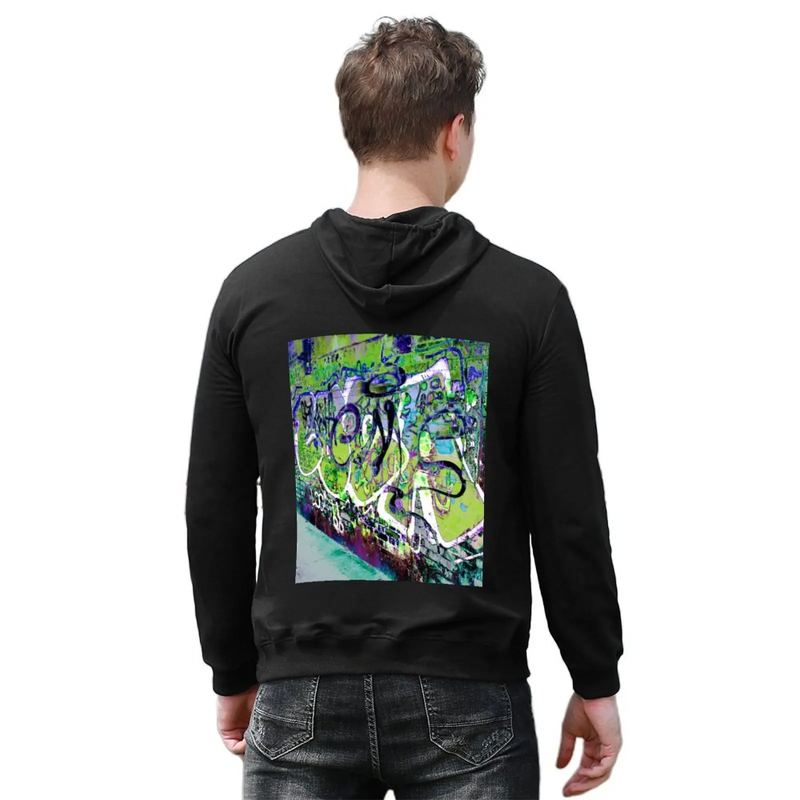 Camden Ambient Graffiti - Lime Hoodie men clothing aesthetic clothing men's winter sweater autumn clothes hoodies for men