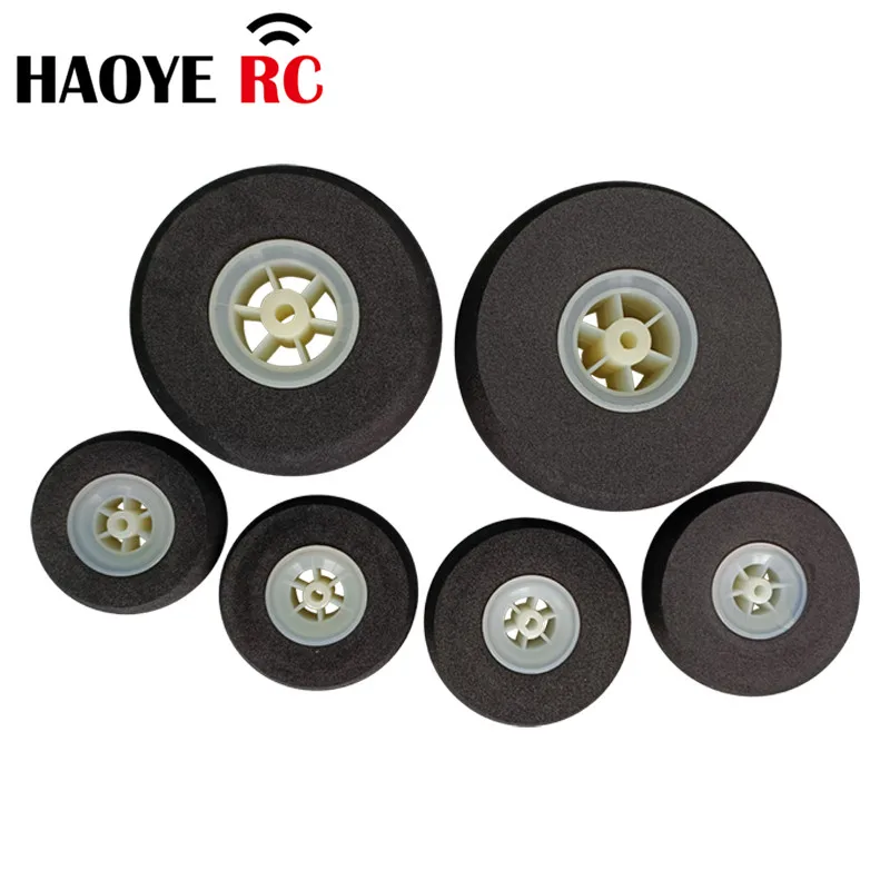 Haoye 2 sztuk/partia opony z gąbki lekkie koła z pianki nylonowa piasta kolor biały o średnicy 25mm-75mm dla modeli samolotów RC akcesoria