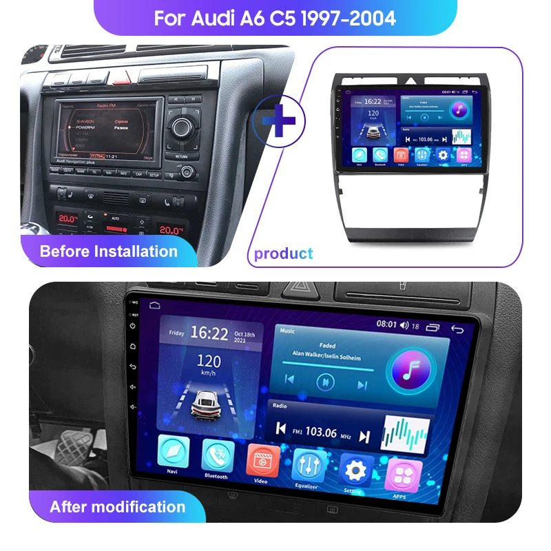 Android Car Radio For Audi A6 C5 2 RS6 S6 1997-2004 GPS CarPlay Wireless GPS 4G Head Unit QLED Car Multimedia Stero Video Player