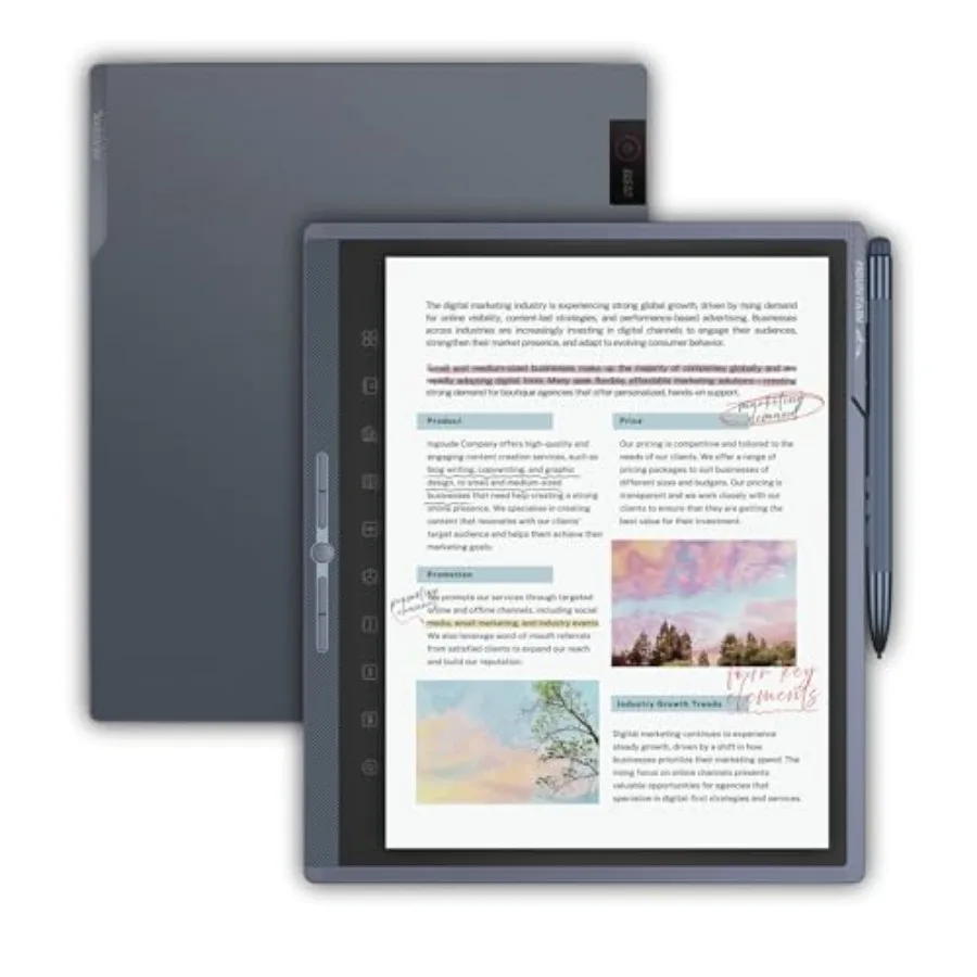 

E-Ink paper tablet for note-taking aluminum alloy body matte black 10.3-inch glare-free touchscreen with AI voice-to-text and 1