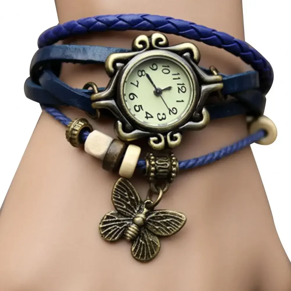 Mode mehrfarbige Frauen Leder Vintage Quarz Kleid Uhr Armband Armbanduhren Blatt Geschenk Uhr Frauen Bajan Kol Saati Reloj