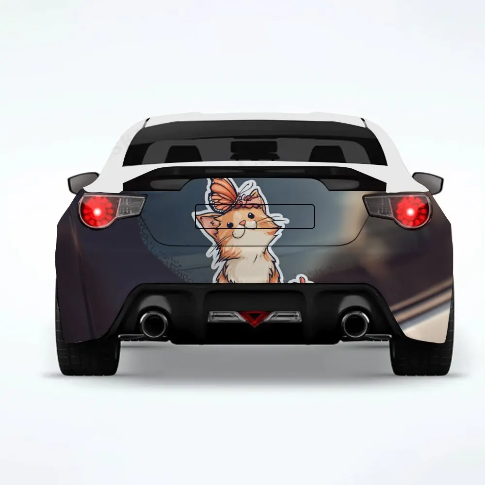 

Funny Cat on Head - Vinyl Decal for Car Rear, Waterproof Self-Adhesive Vinyl Stickers for Vehicle Tail and Bumper, Decoration P