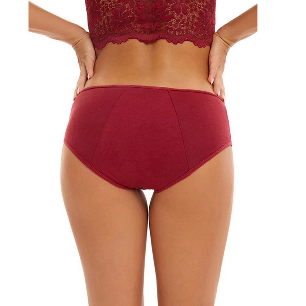 1 PC Women Menstrual Period Underwear Mid Waist Cotton Postpartum Ladies Panties Girls Briefs Solid Underpants Stretch Briefs