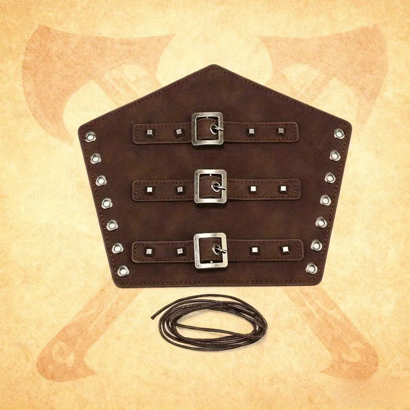 Medieval Leather Bracers Vintage Warrior Style Arm Guards LARP Costume Accessory