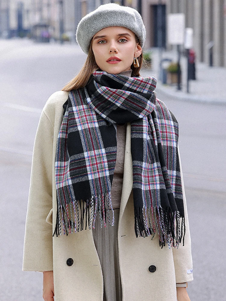 Fashion 2023 Winter Scarf Women Men Imitation Cashmere Preppy Plaid Warm Scarve Pashmina Mujer Female Foulard Bufanda Wrap Shawl