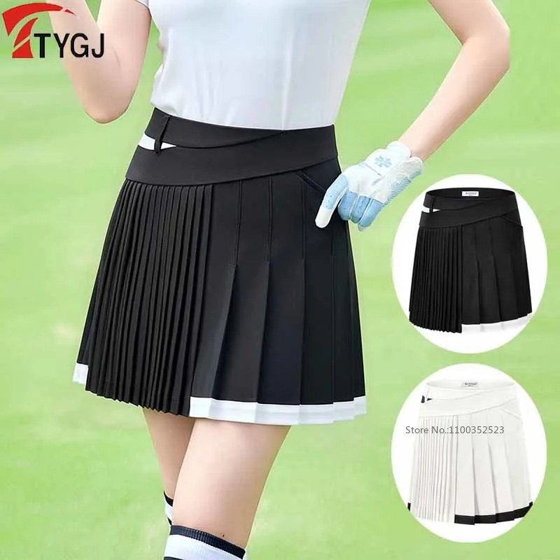 TTYGJ Women Pleated Golf Tennis Skirt with Inner Short Ladies A-lined High Waist Sports Skirts Golf Running Workout Casual Skort