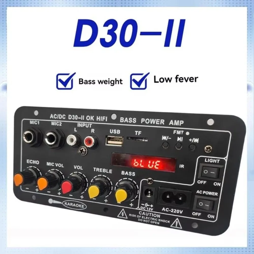 Dual Mic Input Digital BT Amplifier Board Rechargeable Bluetooth Enabled Karaoke Amp Speaker Digital Control DIY Version