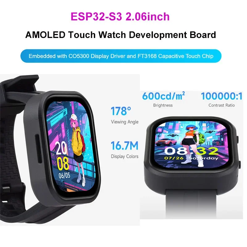 ESP32-S3 2.06inch Touchscreen Watch Development Board Support Ardui IDE ESP-IDF DeepSeek 410×502 ESP32 Display