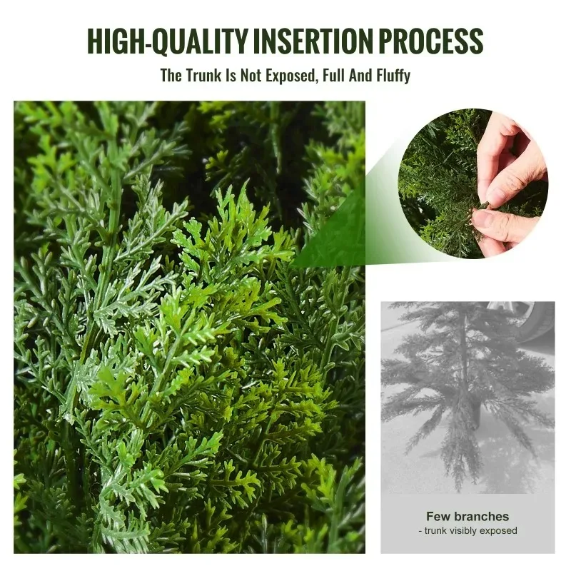 SucceBuy شجرة الأرز الاصطناعية توبياري دائمة الخضرة وهمية أشجار الصنوبر السرو النباتات مجموعة الخضرة الاصطناعية للديكور المنزل في الهواء الطلق #5