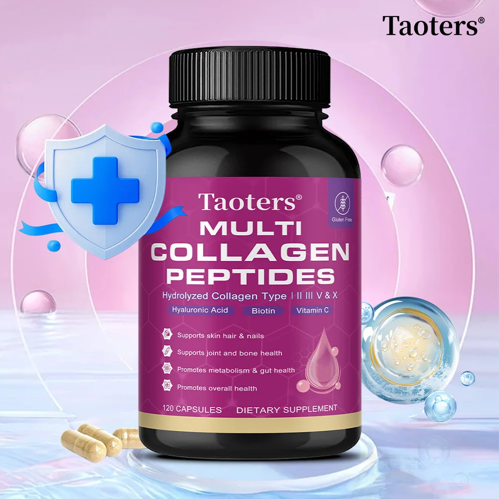 Multi Collagen Peptides Types I II III V X with Hyaluronic Acid, Biotin and Vitamin C - Skin, Hair and Nails