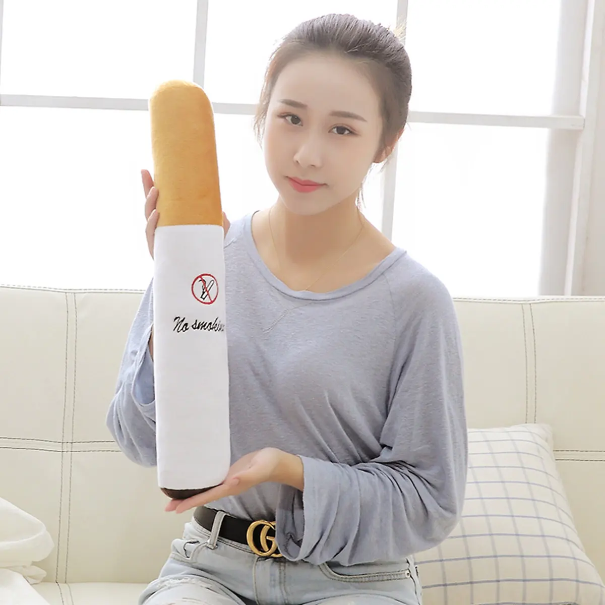 1pcs 30/50cm Cartoon Smoking Cylindrical Sleeping Cigarette Pillow Boyfriend Birthday Gift Plush Toys