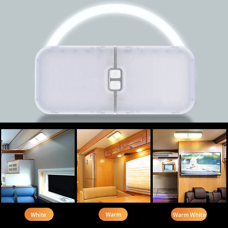 الملحقات RV الداخلية صمام ثنائي باعث للضوء القراءة الخفيفة مع مفتاح 3 ألوان قابل للتعديل، مناسبة للتخييم RV شاحنة التخييم