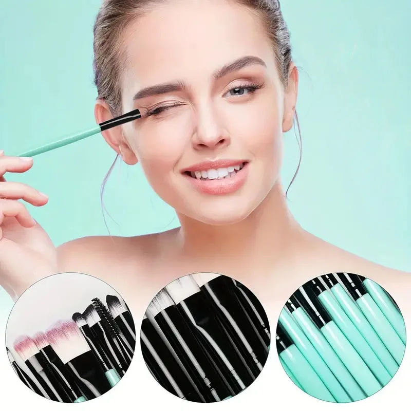 20PCS Makeup Brushes Set for Cosmetics Foundation Blush Powder Eyeshadow Kabuki Blending Brush With Powder Puff Beauty Tools