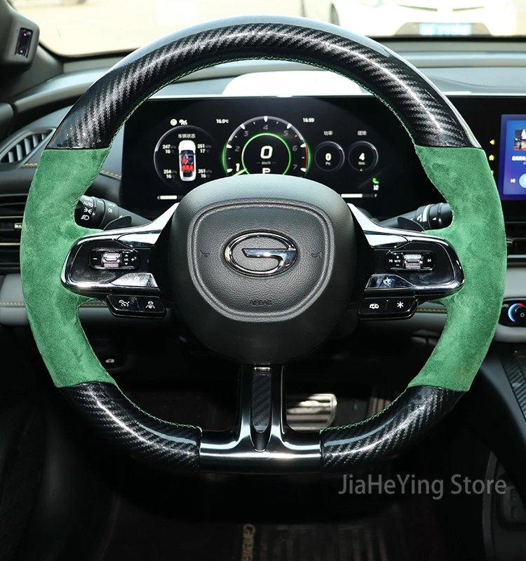 Suitable For GAC Trumpchi EMPOW55 2023 EMKOO GS3 GS4 GM6 M8G Hand Sewn Leather Steering Wheel Covers Carbon Fiber Suede