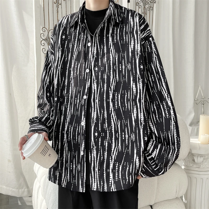 

Big Clothes Big Size Men Shirts High Quality Harajuku Fashion Man 2024 New in Loose Fitting Original Men's Shirts Social Shirt