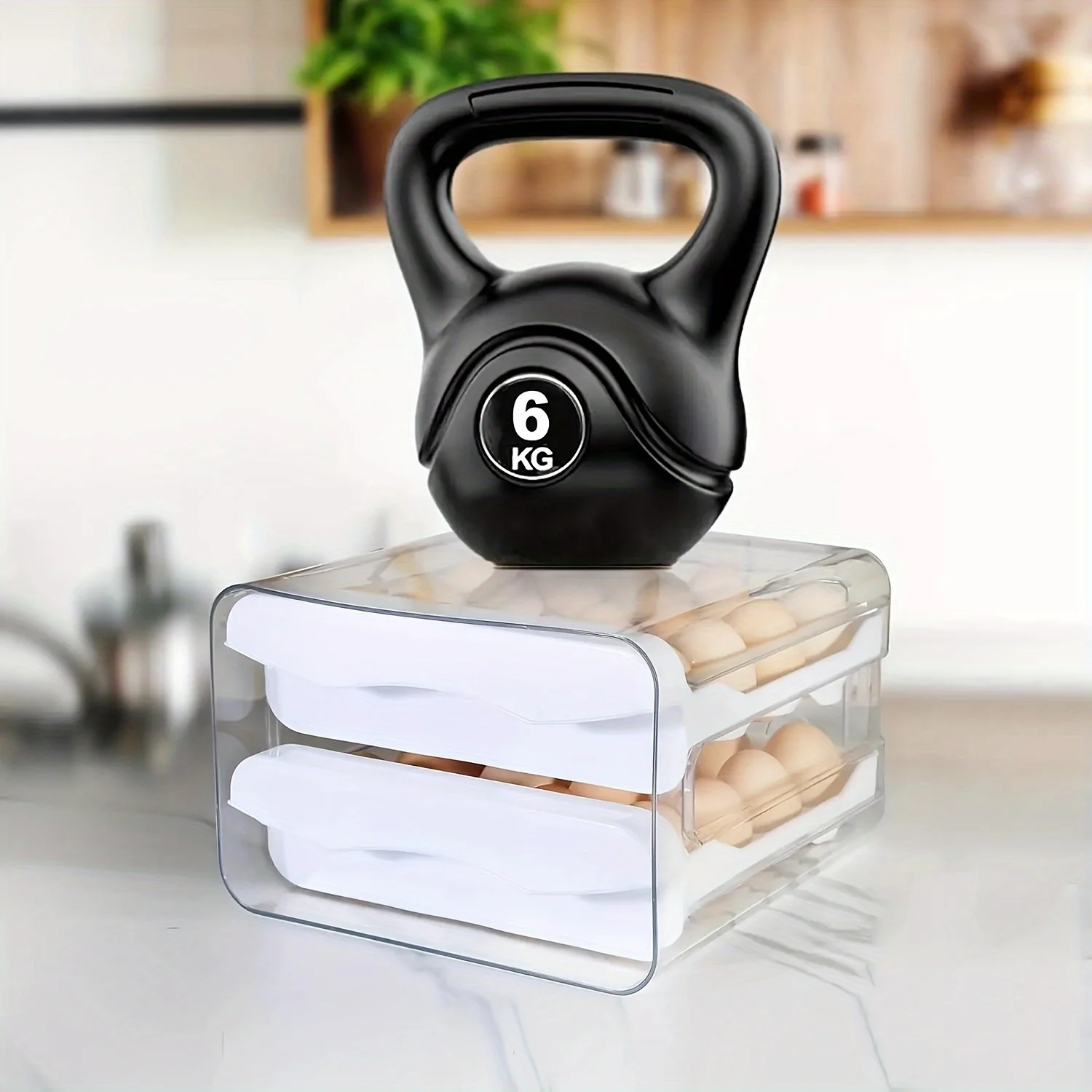 

1Pcs Kitchen Egg Storage Box Refrigerator Fresh Plastic 2-Layer Drawer Type Large Capacity Storage Home Kitchen Organizer Rack