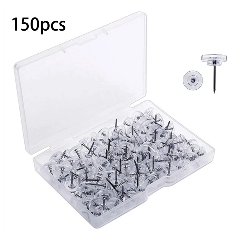 J6PA 50/100/150Pcs Gear-shape Push Pin Flat Head Map Pin Clear Pushpin for Cork Board