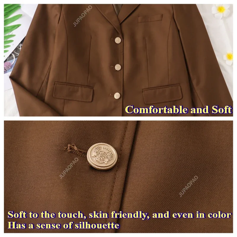 Retro Women's Single Piece Top Fashionable Women College Style Small Suit Brown Suitable for Women High Street Fashion Clothing