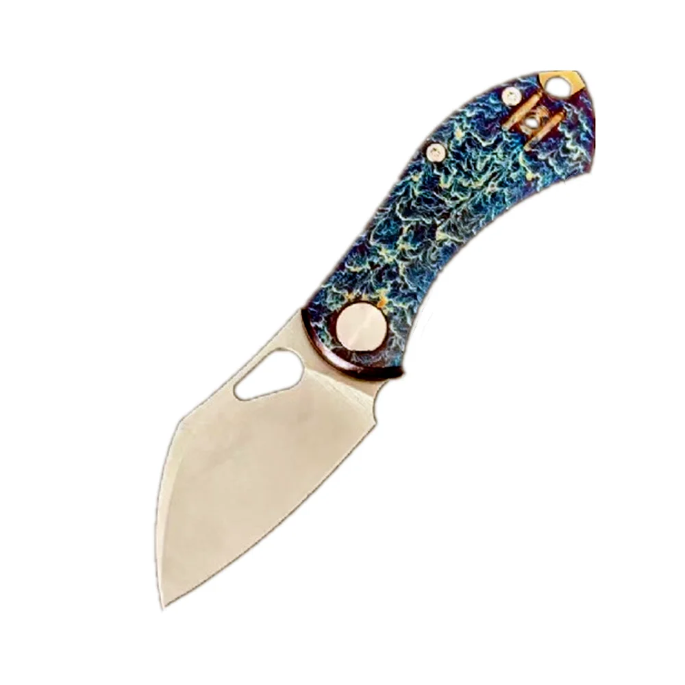 GiantMouse-Mini cuchillo plegable EDC, aleación de titanio, patrón de rayos, herramienta de utilidad de bolsillo táctica fresca para cortador de caja de Camping