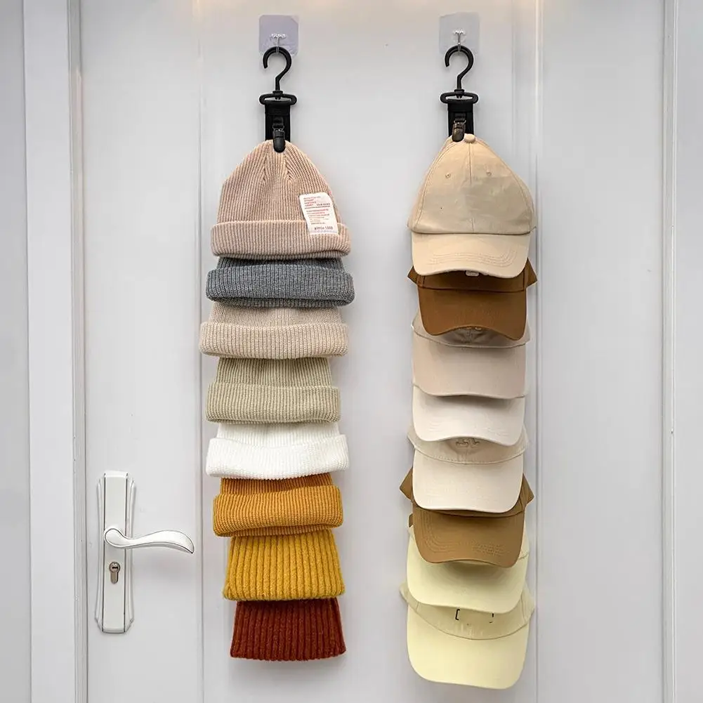 Wardrobe Hat Rack Hanging Rope Hat Storage Clips Hat Organizer Display for Baseball Caps Hat Hanger for Closet Door and Bedroom