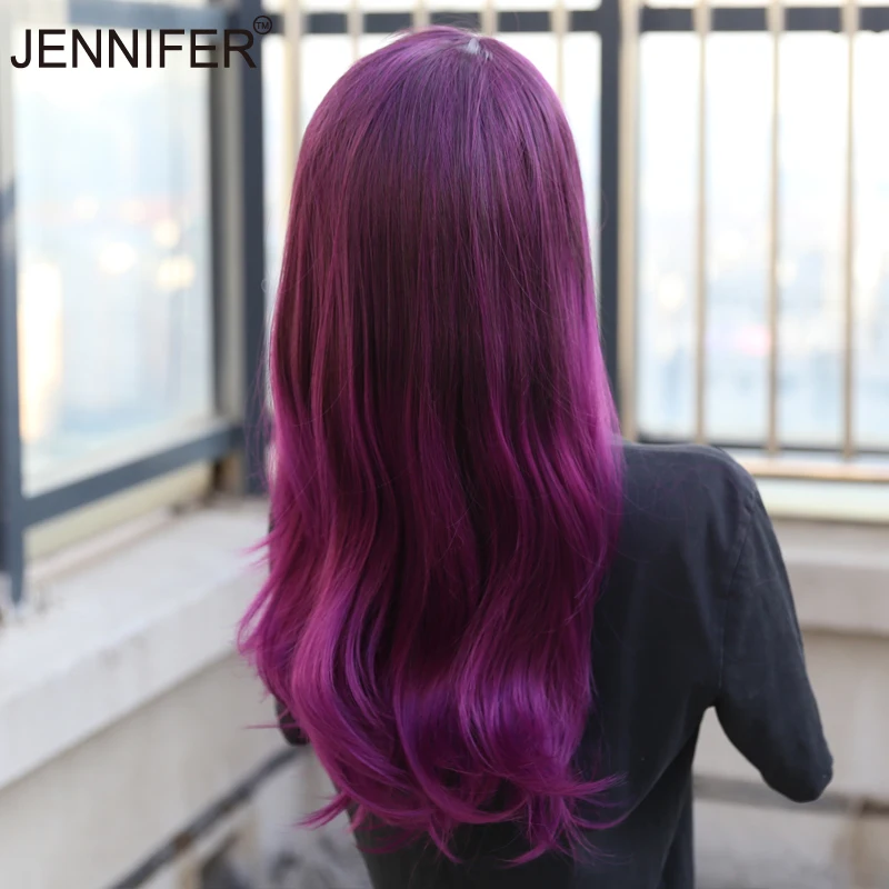 Synthetic Wigs For Women Long Straight Lace Front Wig Purple Red Brown 3Color Heat Resistant Fiber Natural Looking Wig COSPLAY