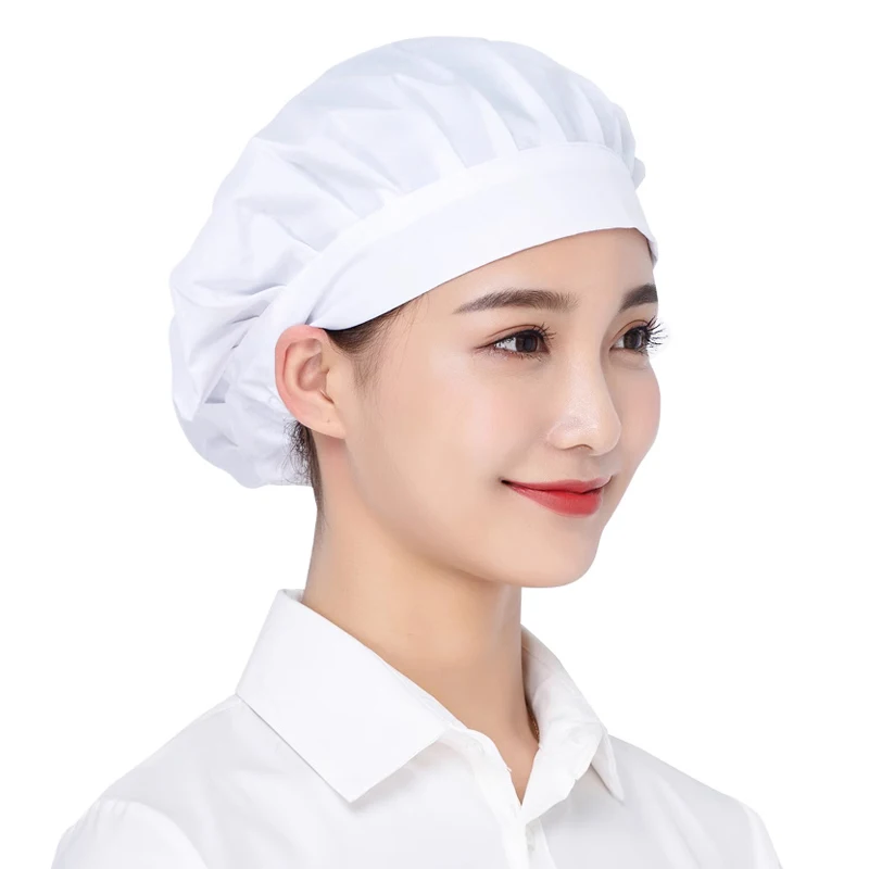 Food Factory Workshop Worker Work Hat Elastic Band Dust Caps Hotel Kitchen Chef's Cap Bakery Waiter Solid Color Breathable Hats