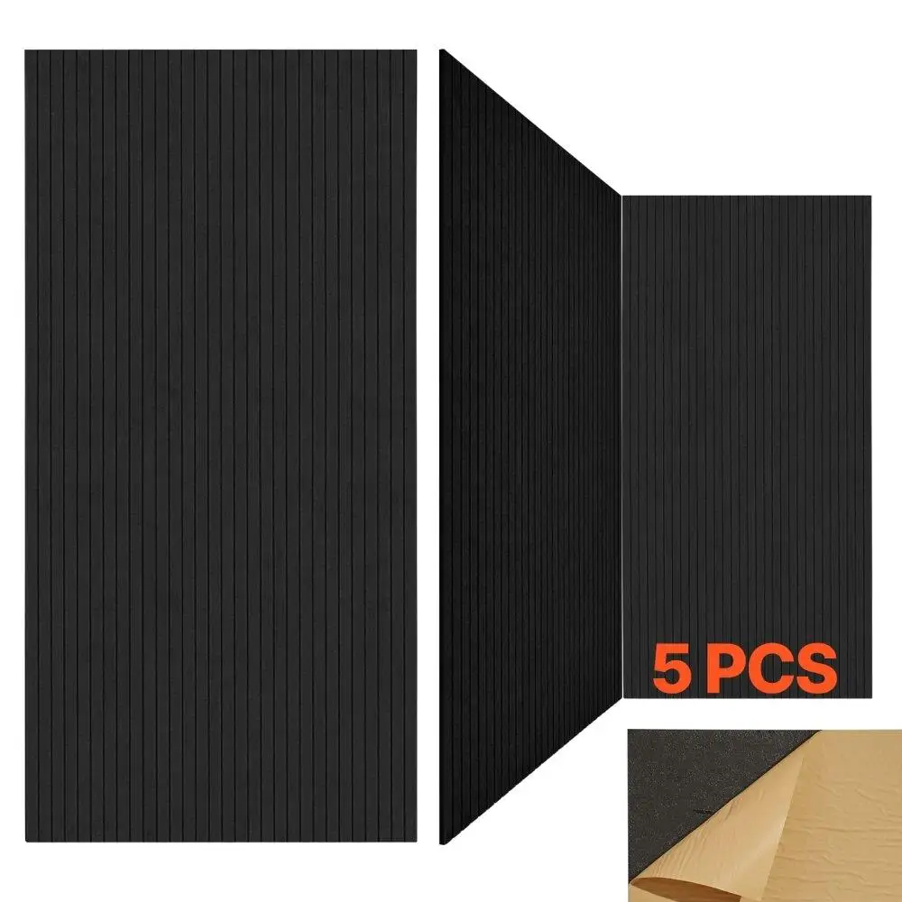 ผนังอะคูสติกแผงกันเสียงโฟม Self-Adhesive สีดํา 5 แพ็ค 47.2x23.6x0.4 นิ้วสําหรับ Home Studio Office