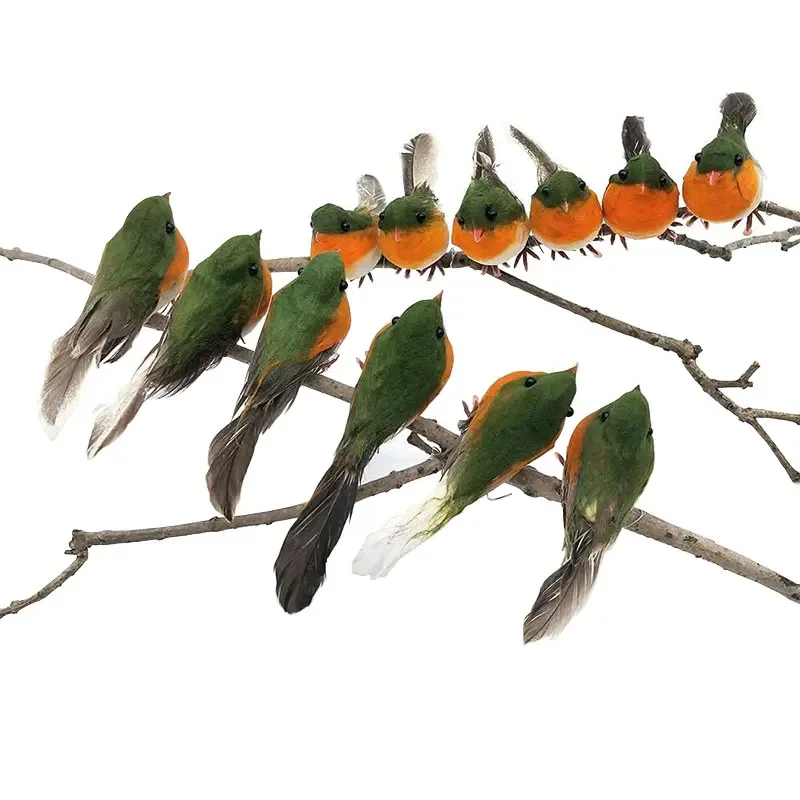 

12pcs Robin Bird Christmas Tree Decoration Craft Artificial Feather Christmas Ornaments Festive Party Supplies Garden Decoration