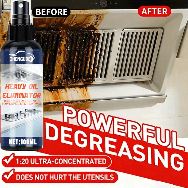 Kitchen Heavy Oil Grease Degreaser Cleaner Ultra Concentrated Range Hood Stove Fast Deep Clean Non Toxic Hand Safe